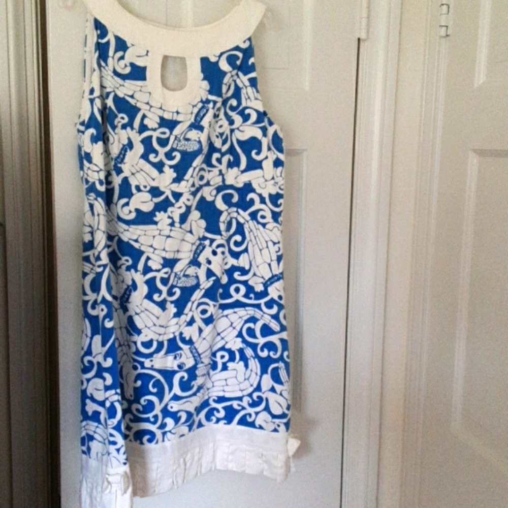 Lilly Pulitzer alligator dress with ruffle, bows